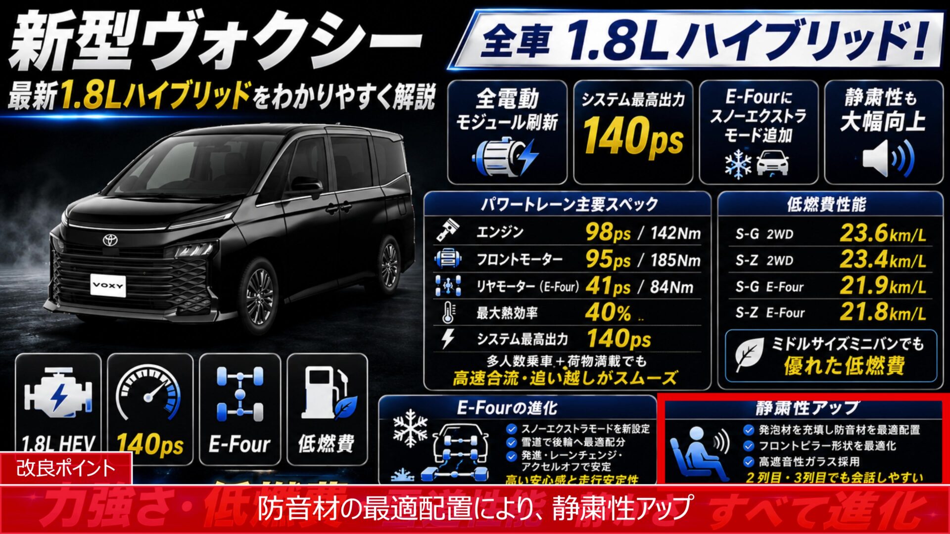 新型ヴォクシー】2026年一部改良でガソリン廃止⁉ハイブリッド専用と 